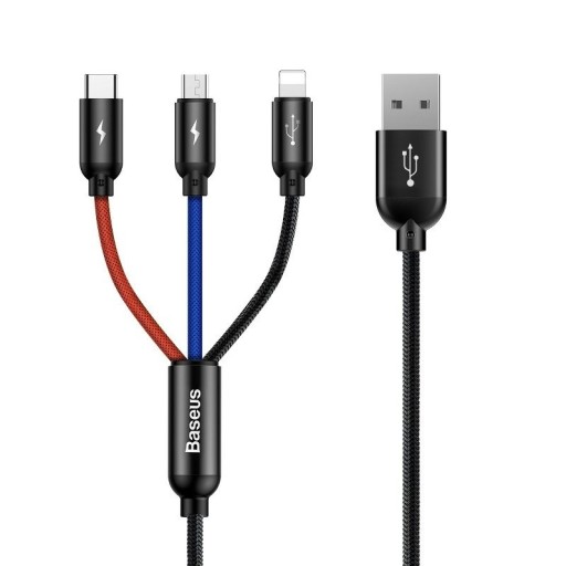 BASEUS KABEL USB 3w1 DO IPHONE MICRO USB-C 3.5A
