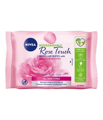 NIVEA ROSE TOUCH Chusteczki micelarne do demakijażu z wodą różaną 25 szt.