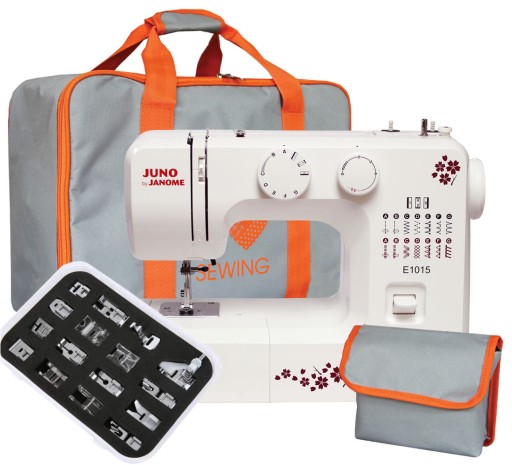 MASZYNA DO SZYCIA JANOME JUNO E1015 +TORBA +STOPKI