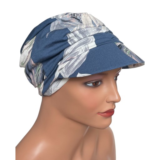 Modny turban Marika z daszkiem 259 kaszkiet damski marszczony z wiskozy