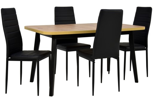 Stół 80x140/180 cm BLAT DĄB ARTISAN +4 krzesła EKO