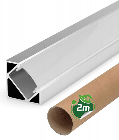 2mb Profil ALU aluminiowy NAROŻNY typ C SREBRNY + KLOSZ mleczny do taśm led
