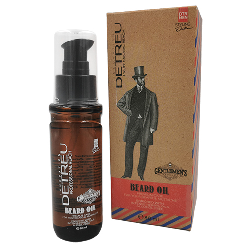 DETREU MAN BEARD & MUSTACHE OIL HERBAL OIL OLEJEK DO BRODY I WĄSÓW 80ML