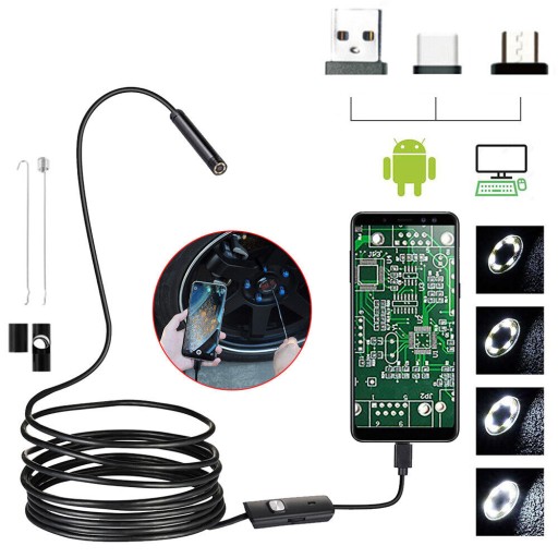 KAMERA INSPEKCYJNA ENDOSKOPOWA ANDROID TELEFON PC USB 3w1 10M