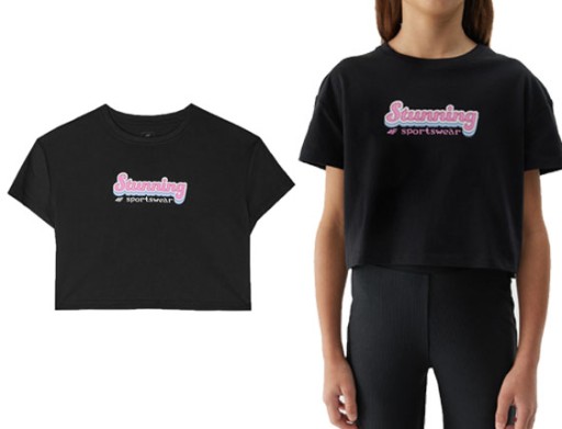 Koszulka dziewczęca na lato 4F F1151 crop top z bawełny 152.