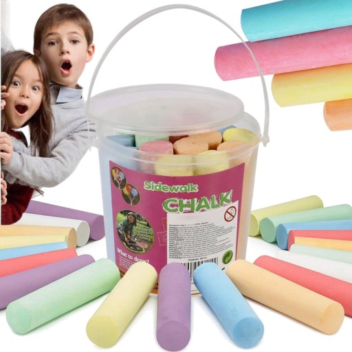 V7 CHODNIKOWA KREDA W WIADERKU OKRĄGŁA GRUBA KOLOROWA MIX KOLORÓW 12 szt.