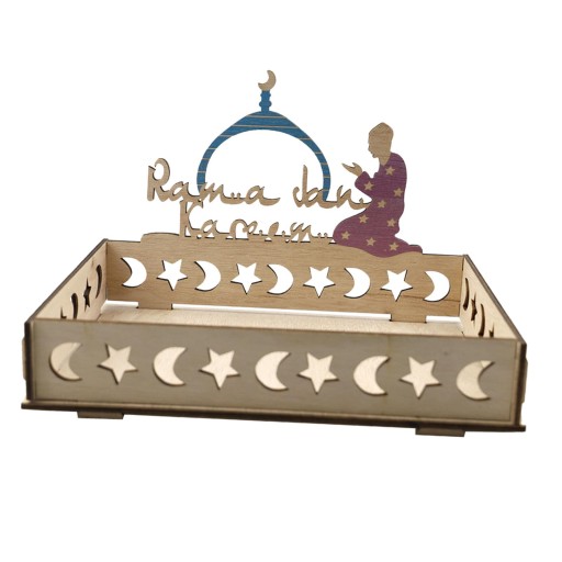 Ramadan Tray, Wooden Party Serving Tableware Tray