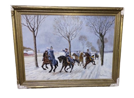 Kozacy w pogoni za prusakami ogromny obraz olejny na płótnie 150 x 116