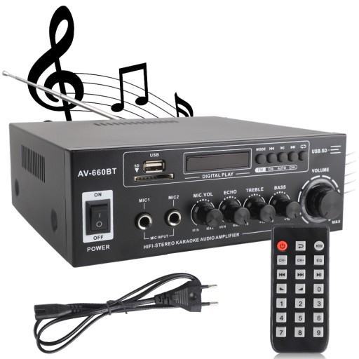 CYFROWY WZMACNIACZA MOCY DŹWIĘKU BLUETOOTH 5.0 Z PILOTEM