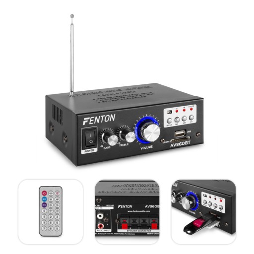 WZMACNIACZ 2x 40W BT USB MP3 FM FENTON KOMPAKTOWY