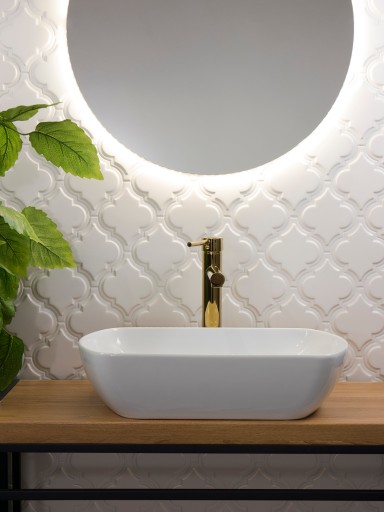 płytka ceramiczna arabeska biała matowa