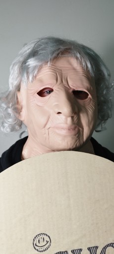 3D Old Man Mask with Realistic Wig For Halloween