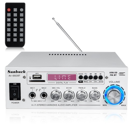 AMPLITUNER WZMACNIACZ STEREO BLUETOOTH USB 1200W