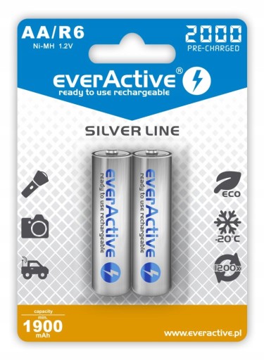 2 x R6/AA everActive 2000 mAh Ni-MH ready to use