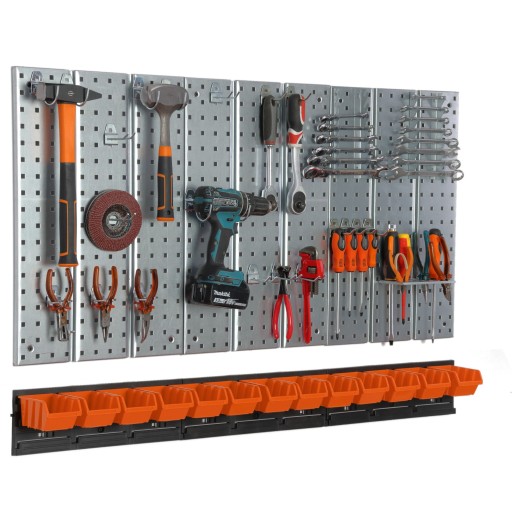 Metalowa tablica narzędziowa 1170 x 713 mm ścianka 13 kuwet warsztat garaż