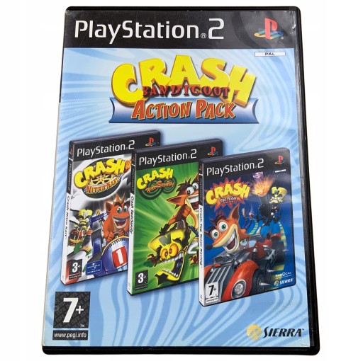 CRASH BANDICOOT ACTION PACK TWINSANITY TAG TEAM NITRO płyty bdb komplet PS2