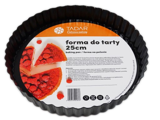 FORMA DO TARTY CIASTA NON-STICK 25 CM BLACHA Z WYCIĄGANYM DNEM