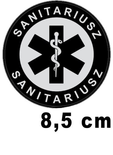 SANITARIUSZ naszywka emblemat odblaskowy z nadrukiem 8,5 cm