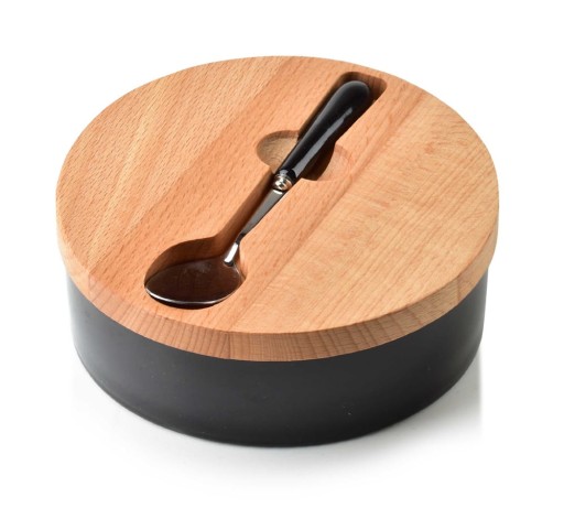 Cukiernica porcelanowa z przykrywką bambusową