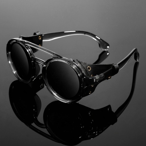 KEITHION, Retro Premium Cool Steampunk Okrągłe Okulary Przeciwsłoneczne, Z