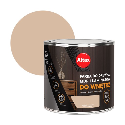 ALTAX FARBA DO DREWNA MDF LAMINATÓW 0,4L KREMOWY