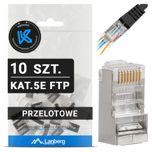 10X WTYK WTYKI KOŃCÓWKI WTYCZKA RJ45 8P8C FTP CAT KAT.5E PRZELOTOWE LANBERG