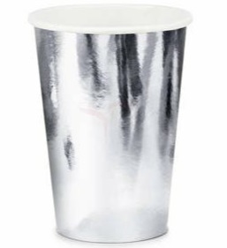 KUBECZKI KUBKI PAPIEROWE SREBRNE 220ML 6SZT