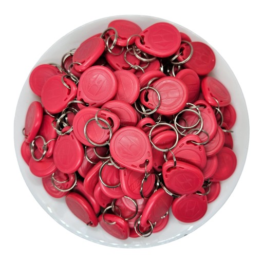 100 SZT. BRELOK BRELOCZEK RFID UNIQUE 125 kHz EM4100 RÓŻOWY ZAWIESZKA