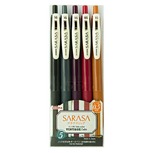 DŁUGOPIS ZEBRA SARASA CLIP VINTAGE 2 5 SZTUK