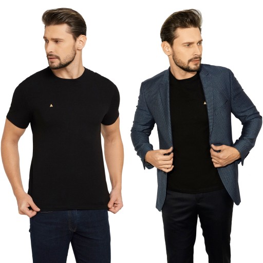 DOPASOWANY T-SHIRT KOSZULKA POD MARYNARKĘ JAKOŚĆ L