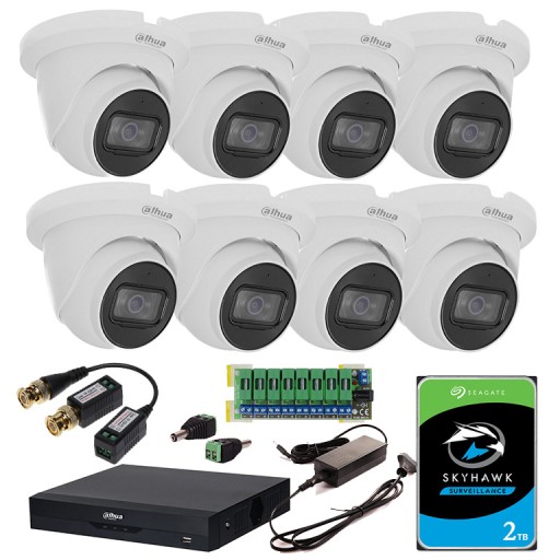 Dahua 8 kamer 2MPx MIKROFON Monitoring AI NVR 2TB