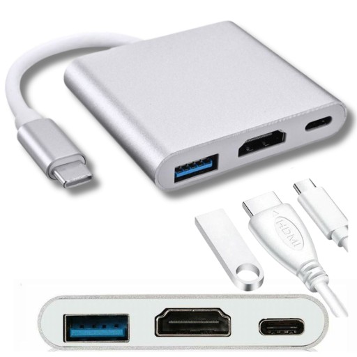 PRZEJŚCIÓWKA multiport ADAPTER 3W1 HUB USB-C na HDMI USB 3.0 USB-C