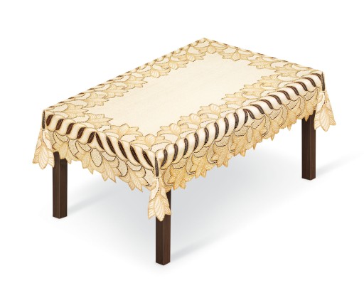 OBRUS ŻAKARD PROSTOKĄT 100x150 krem-c. złoty25269