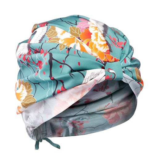 Turban z jedwabiu, ochrona włosów - wzór tokio