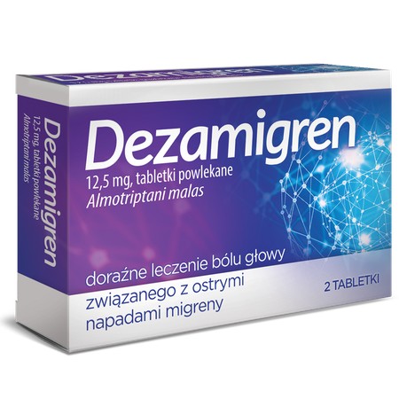 Dezamigren Lek na migrenę 12,5 mg 2 tabletki