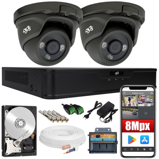 ZESTAW MONITORINGU 2 kamery 8Mpx aplikacja DVS