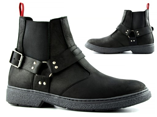 Buty Męskie Skórzane Sztyblety Czarne DESQUE 43 Black week wyprzedaż !