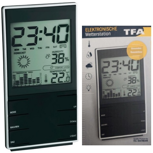 STACJA POGODOWA termometr pokojowy wewnetrzny elektroniczny + higrometr TFA