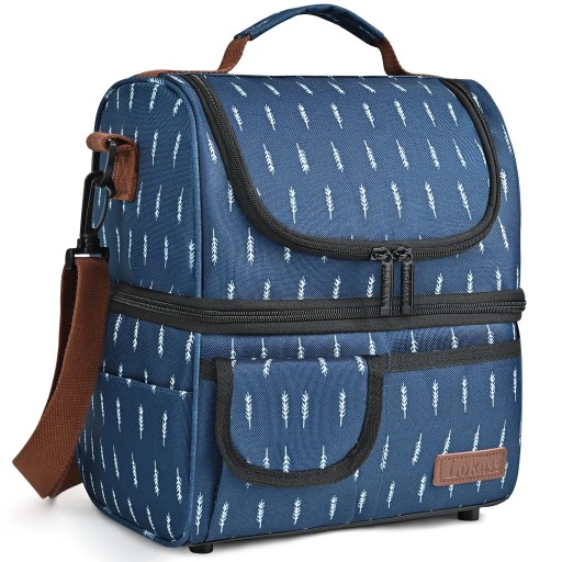 LOKASS Lunch Bags Large Cooler Tote Bag with Removable Shoulder Strap Wide