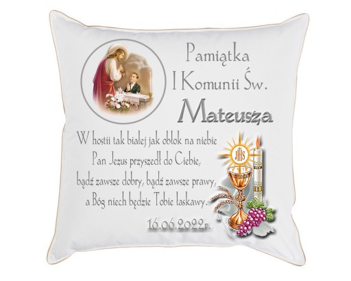 PODUSZKA PIERWSZA KOMUNIA ŚWIĘTA PAMIĄTKA + IMIĘ