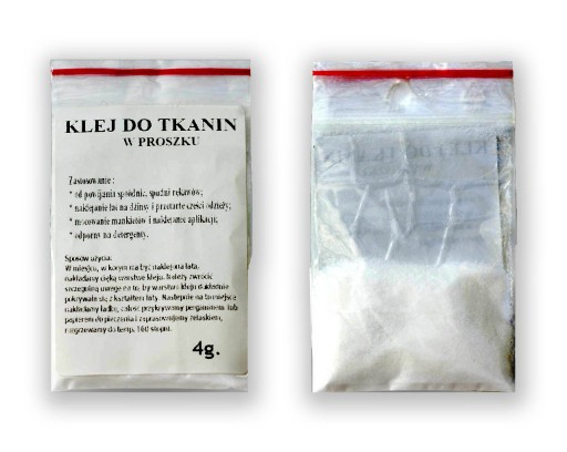 klej do tkanin w proszku 4g do sklejania żelazkiem