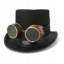 KAPELUSZ STEAMPUNK STEAM PUNK CYLINDER Z GOGLAMI
