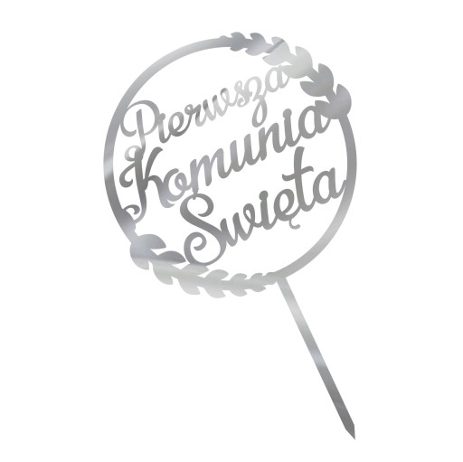 Ozdoba tortu topper toper złoty komunia- srebrny TKS-17
