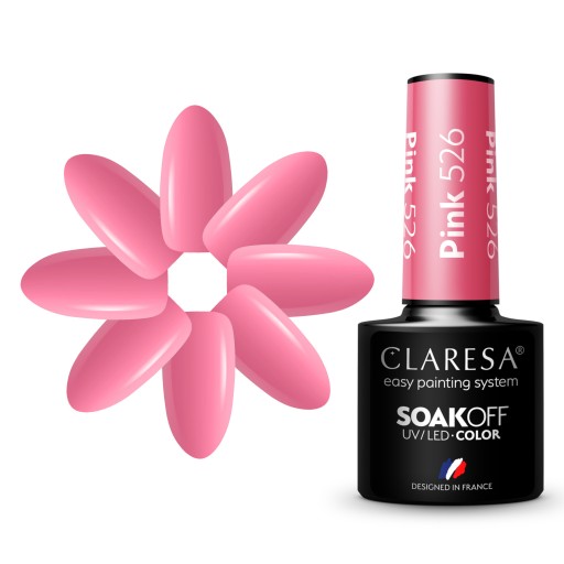 CLARESA RÓŻOWY LAKIER HYBRYDOWY PINK 526 5ml