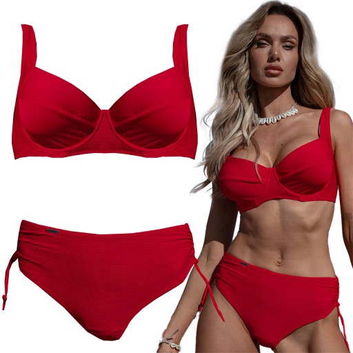 STRÓJ KĄPIELOWY DWUCZĘŚCIOWY KOSTIUM DAMSKI PLUS SIZE USZTYWNIANY SEXY 85D