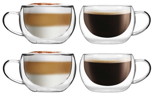 SZKLANKI TERMICZNE FILIŻANKI SZKLANE KAWY HERBATY CAPPUCINO LATTE BOLLA 300