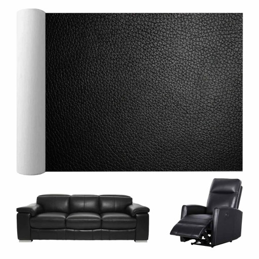 SAMOPRZYLEPNE ŁATY SKÓRZANE DO KANAPY SKÓRZANA CZARNY 50X137 CM