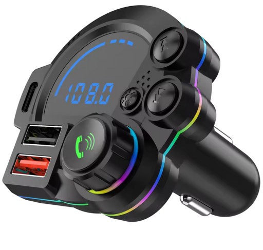 Transmiter Bluetooth Car FM USB QC 3.0 PD ładowarka samochodowa LED adapter