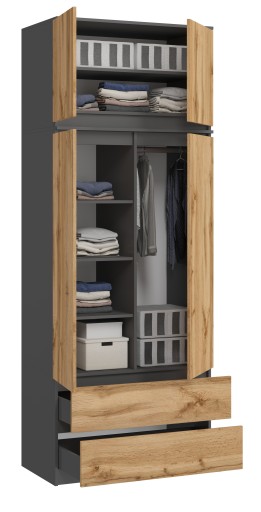 ШКАФ 90СМ MONIA 2D2SZ + ГРАФИТОВЫЙ ВЕРХНИЙ WOTAN
