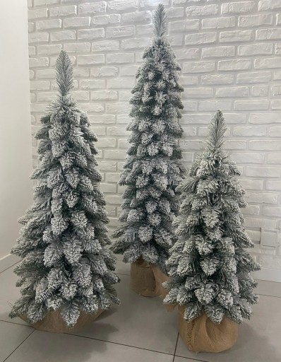 Choinka sztuczna SLIM w donicy 110 cm Świerk Zakopiański OŚNIEŻONY PREMIUM